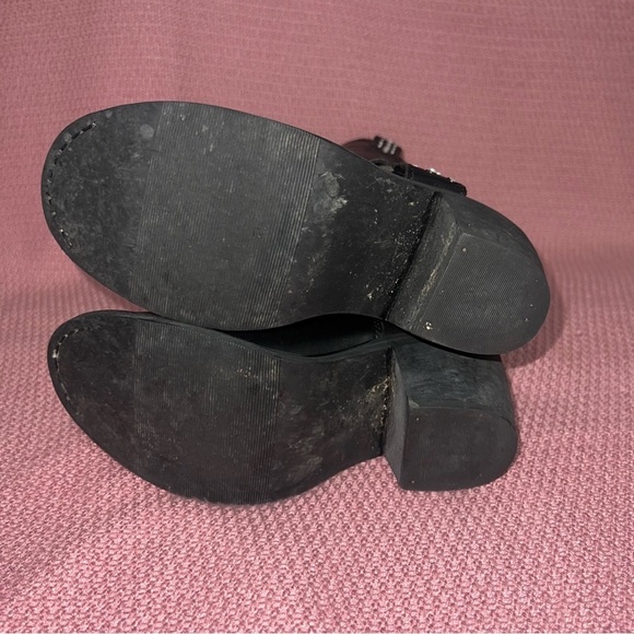 Harley Davidson Women’s Black Leather Rhinestone Studded Side Zip Heeled Boots - Picture 6 of 8